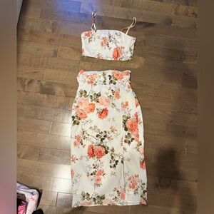 SHEIN Floral Print Dress with Pink and Green Accents